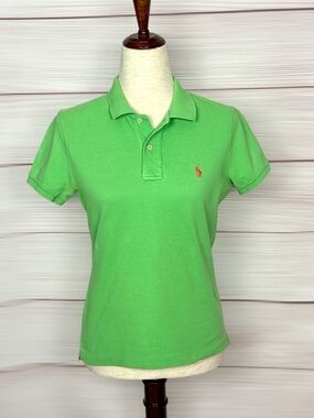 Ralph Lauren Blue Label Skinny Polo Shirt Cotton Green Slim M Logo Short Sleeve